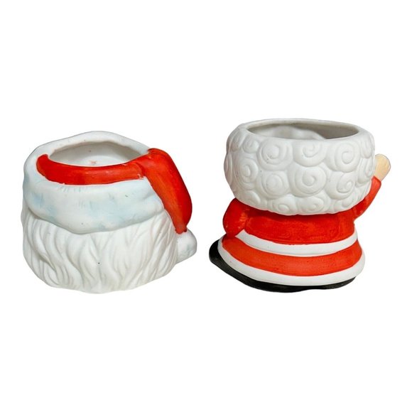 VTG 1980s Santa Face & Mrs Claus Porcelain Votive Candle Holders Rosey‎ Cheeks - Picture 4 of 7